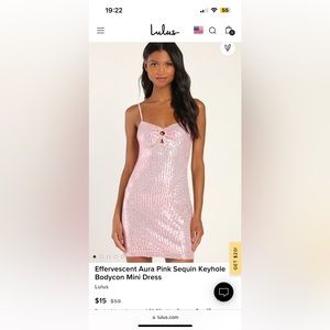 Lulus pink sequin keyhole mini dress